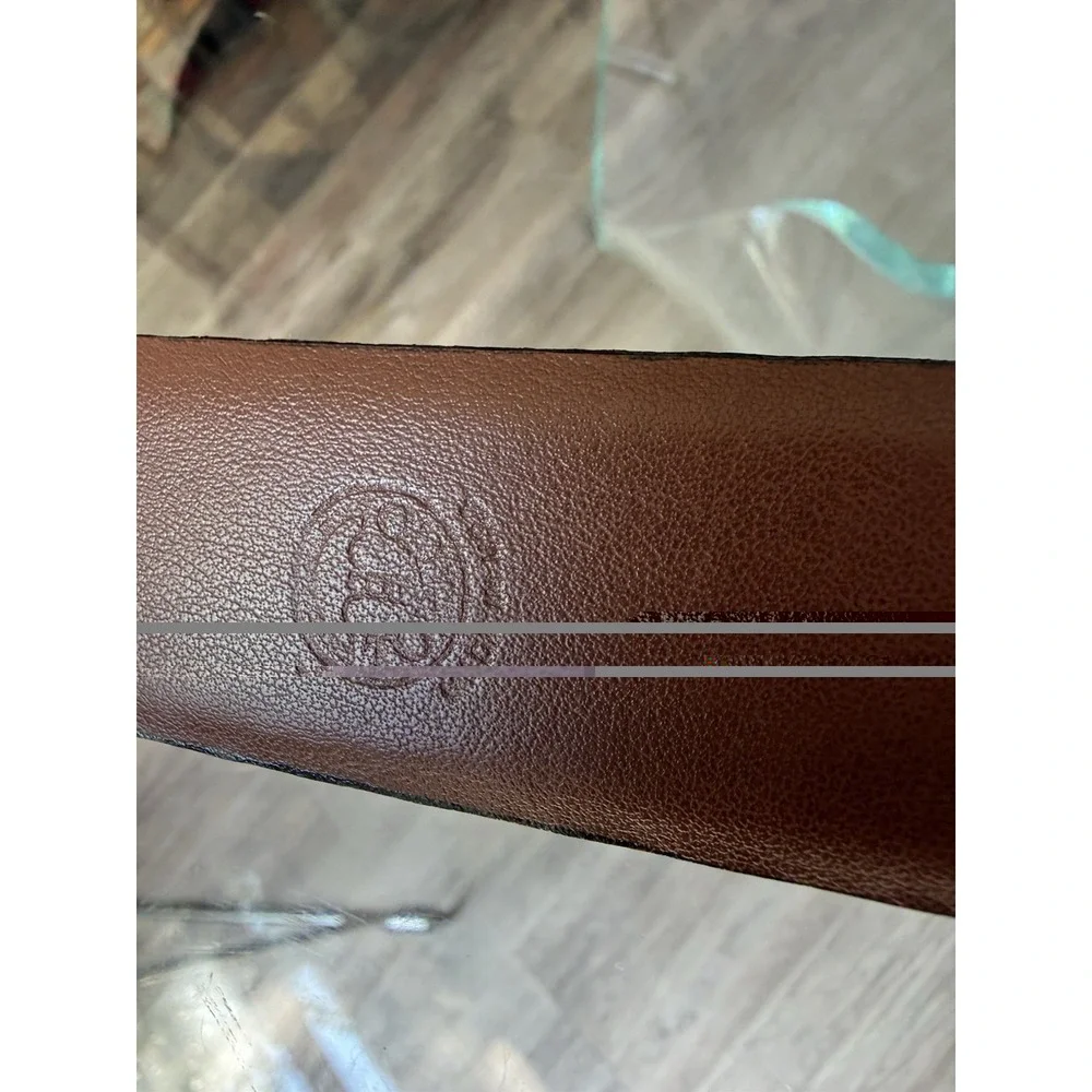 Torino Italian Embossed Calf Leather Belt Brown Cognac Size 40 Made in USA 1.5